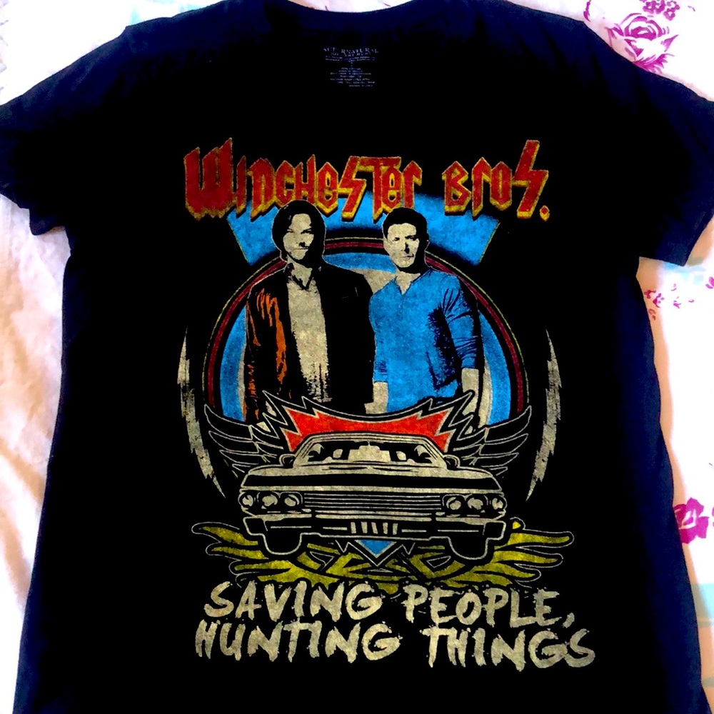 When Chester brothers Supernatural black T-shirt